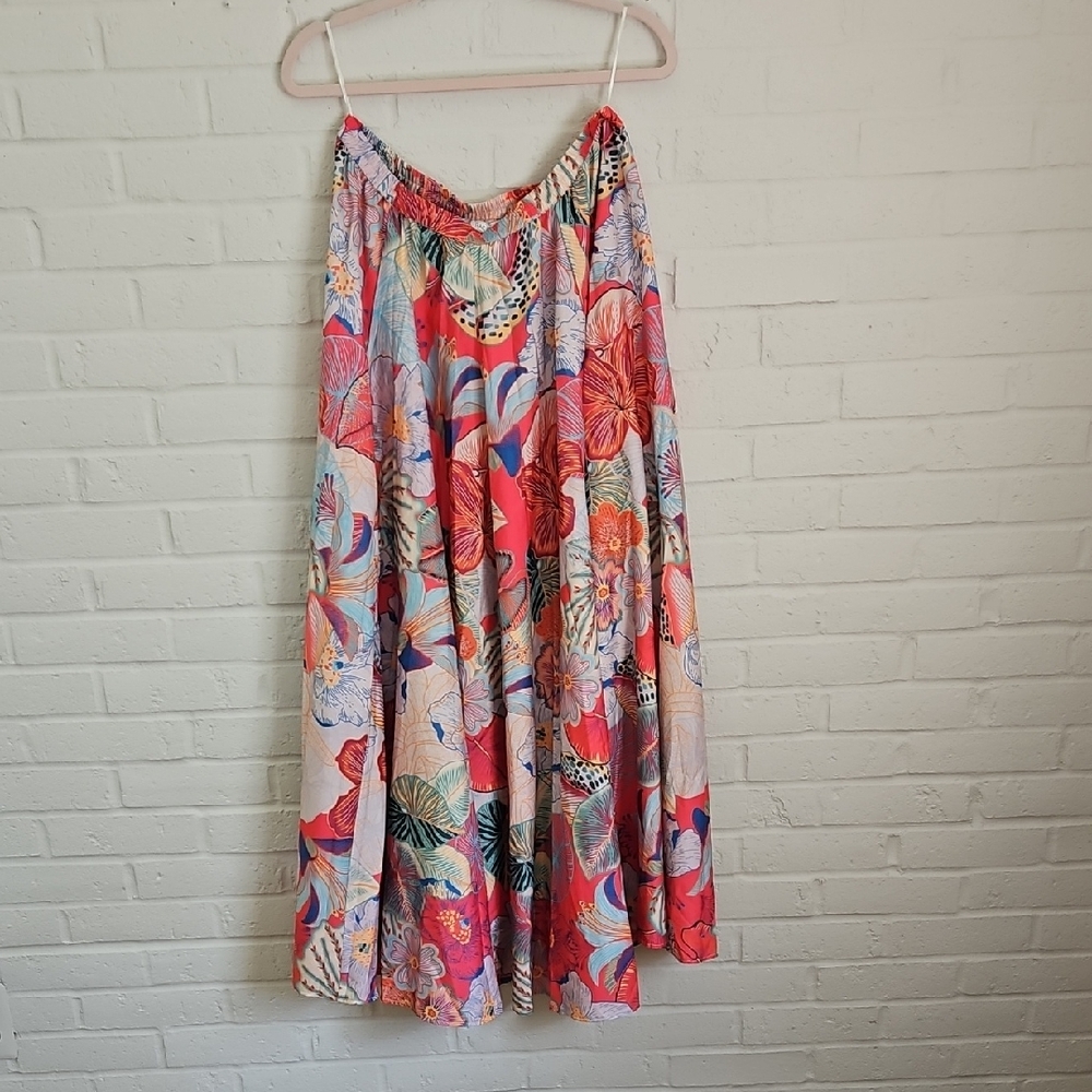 Rachel Zoe Vibrant Floral A-Line Skirt MAXI sz M